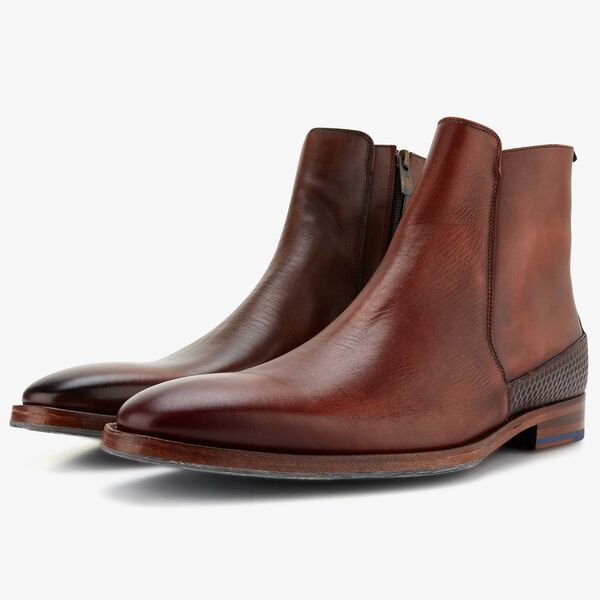 Floris van Bommel cognac leather men’s Chelsea boot 
