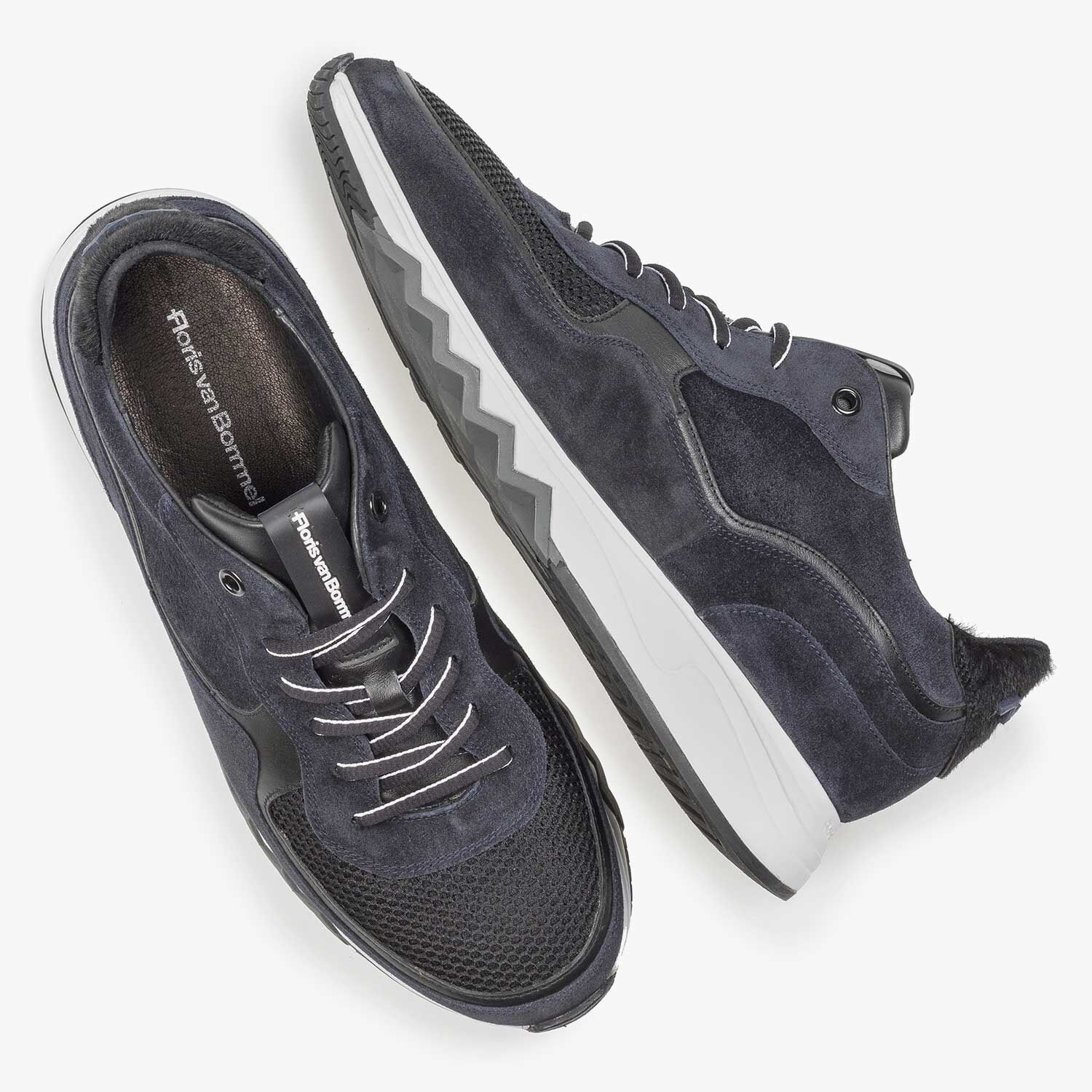 Blue suede leather sneaker 16093 17 Floris van Bommel Official