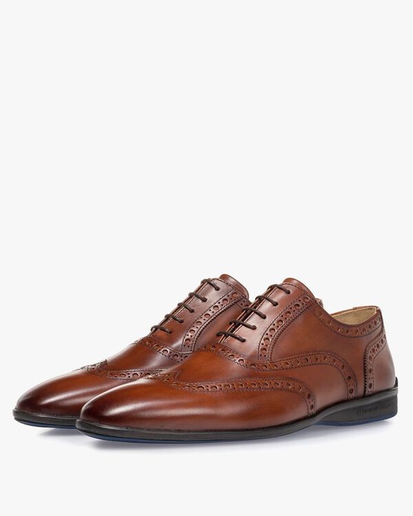 Lace shoe calf leather cognac