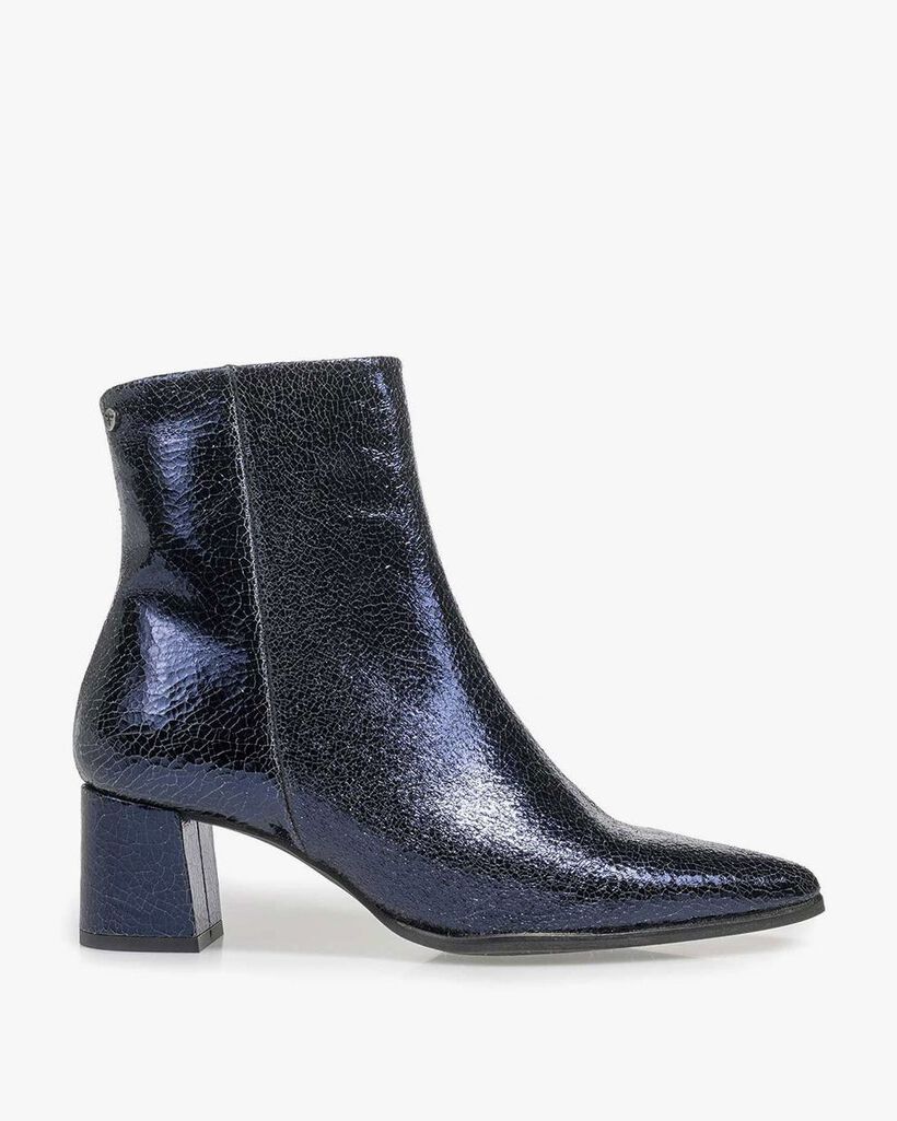 Dark blue ankle boots metallic print
