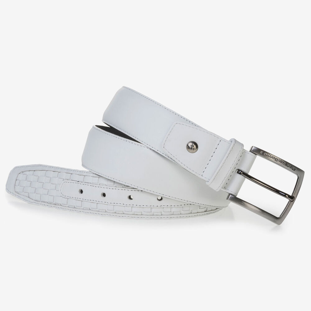 White braided leather belt