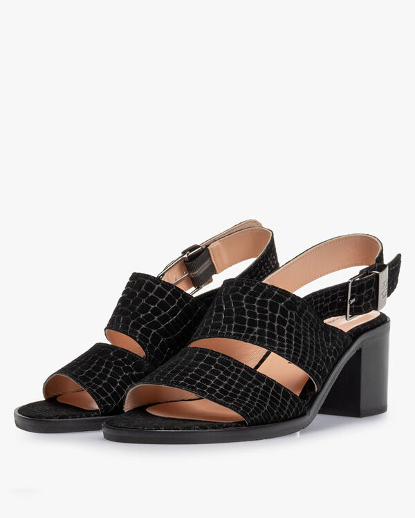 Sandal printed suede leather black