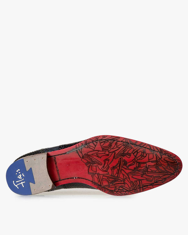 Lace shoe printed leather blue