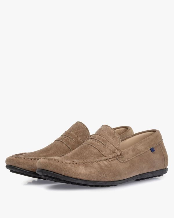 Moccasin suede leather sand-coloured
