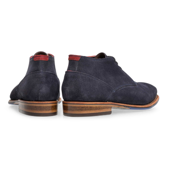 Lace boot suede leather blue