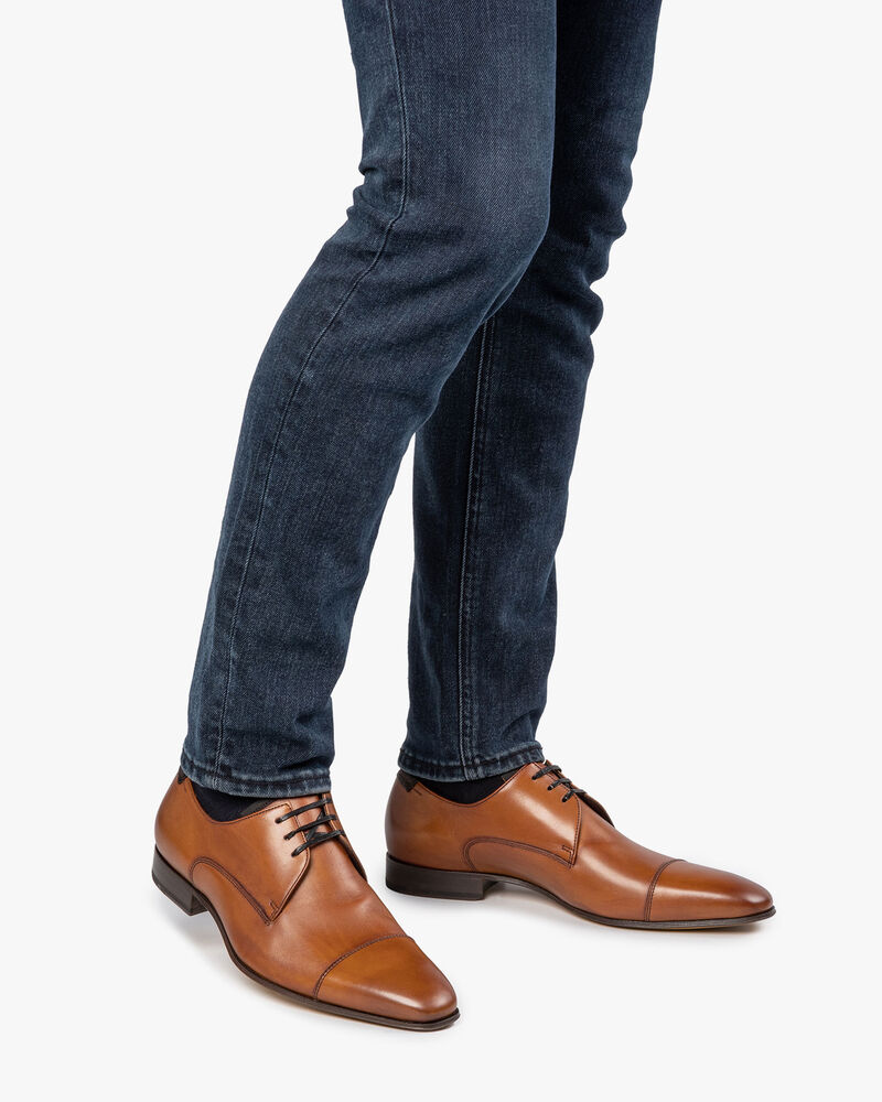 Lace shoe calf leather cognac