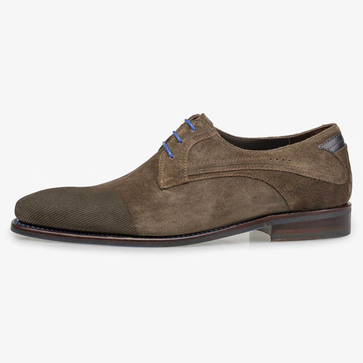Suede leather lace shoe with laser print taupe 18073 05 Floris van Bommel