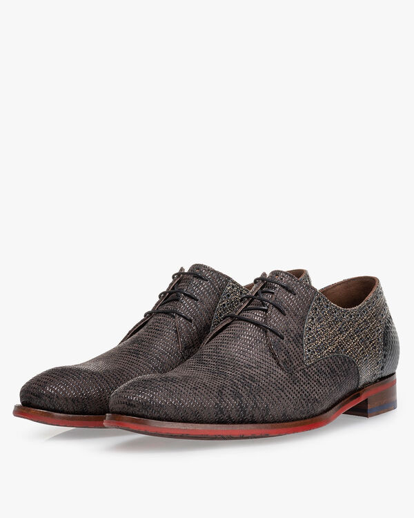 Lace shoe printed suede grey