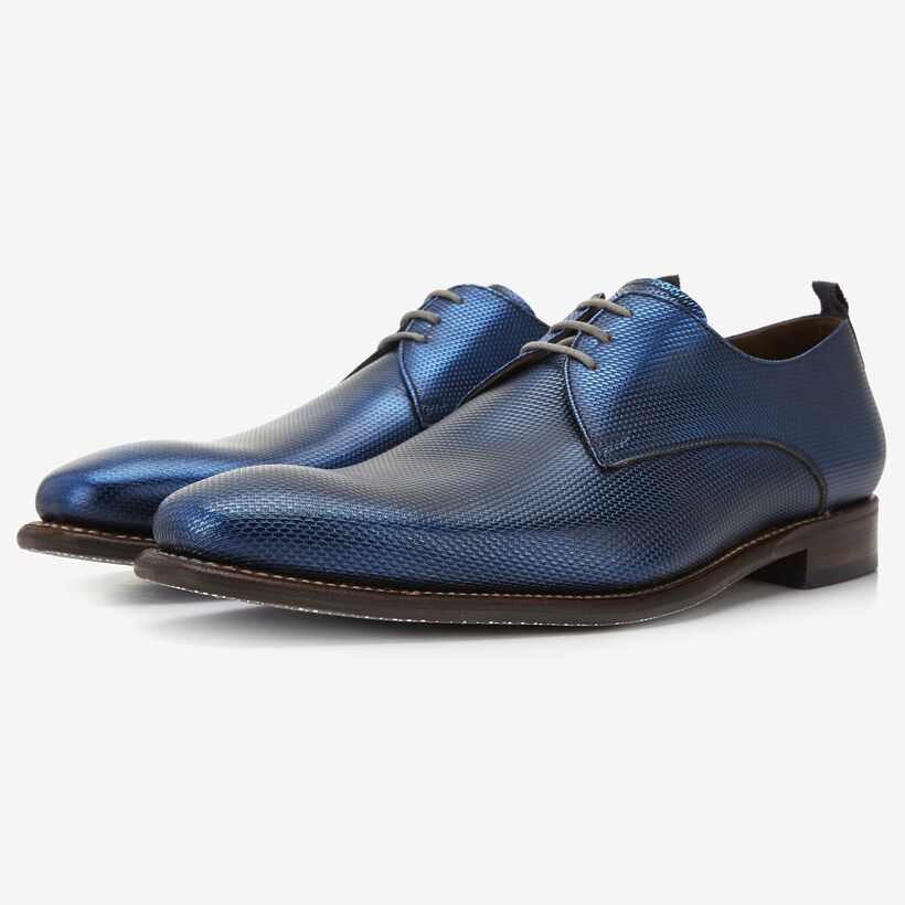 Simuleren gokken Tulpen Blue leather men's lace-up shoe 14383/01 | Floris van Bommel