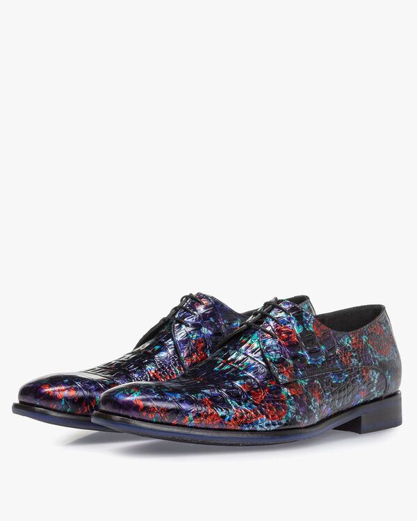 Lace shoe with print blue