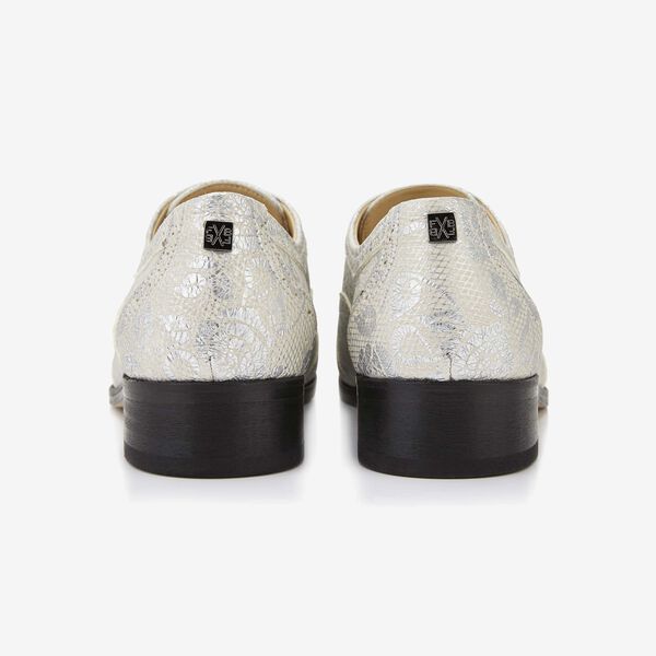 Floris van Bommel silver women's lace-up shoe with a floral print