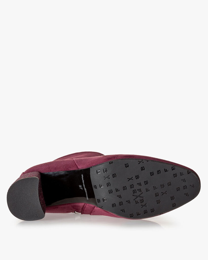 Ankle boot suede bordeaux red