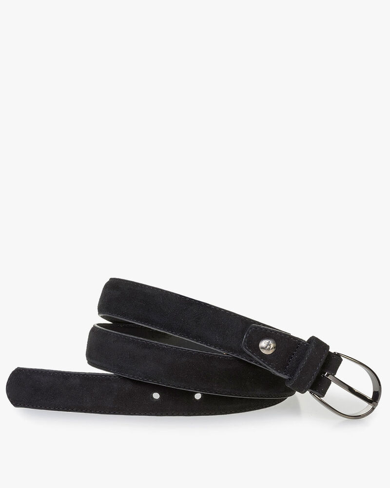 Women's belt black suede leather