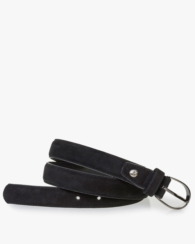 Women's belt black suede leather