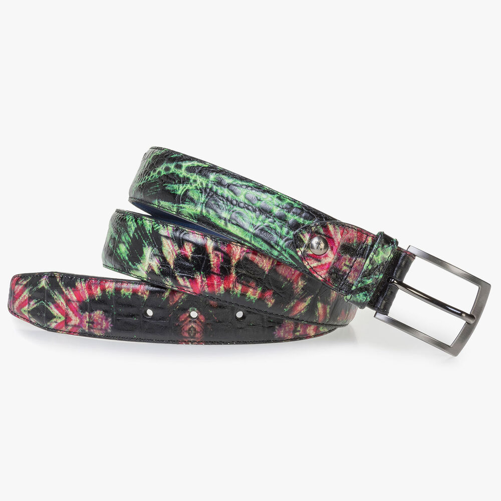 Premium green and pink leather belt