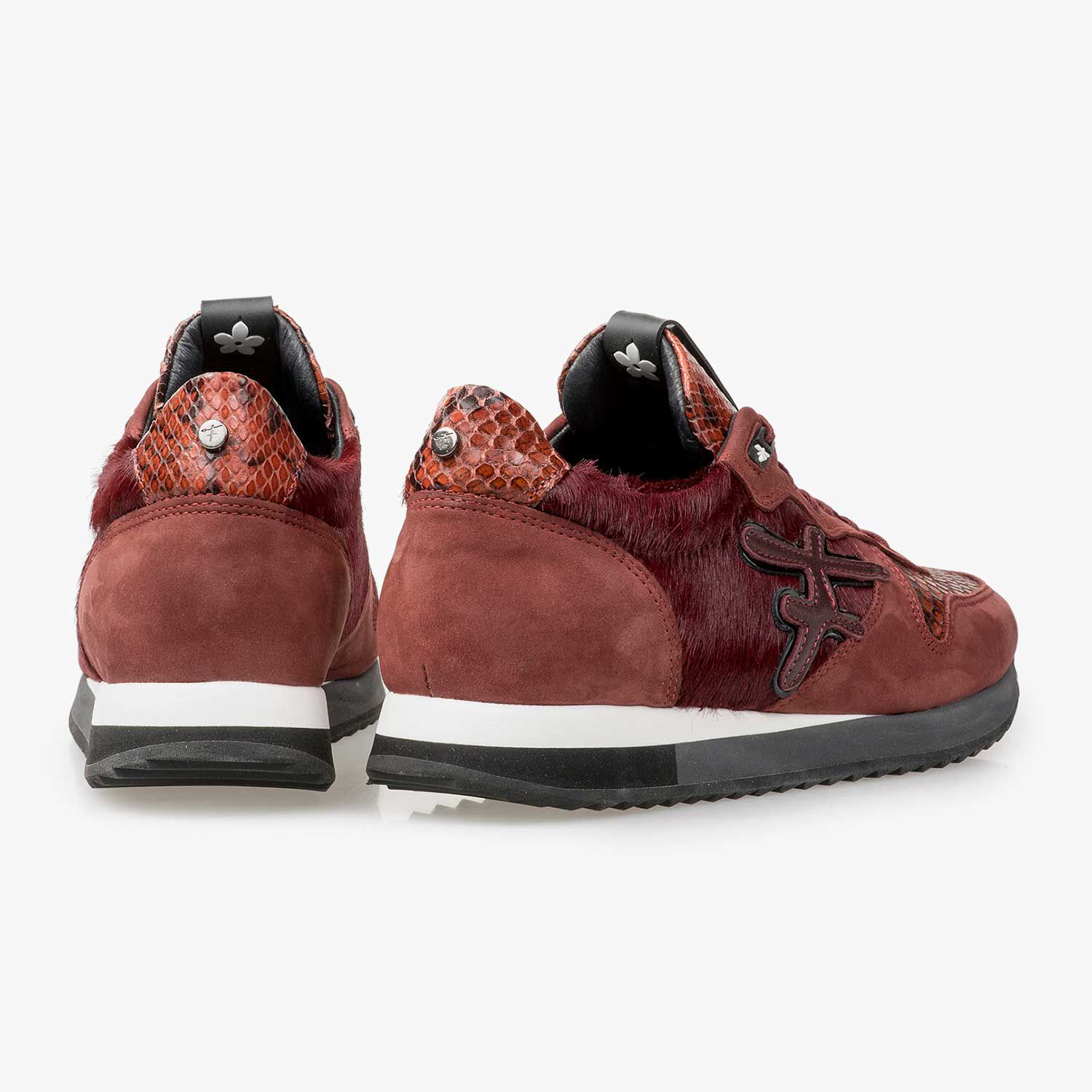 Leather sneaker with pony hair bordeaux red 85256 00 Floris van Bommel