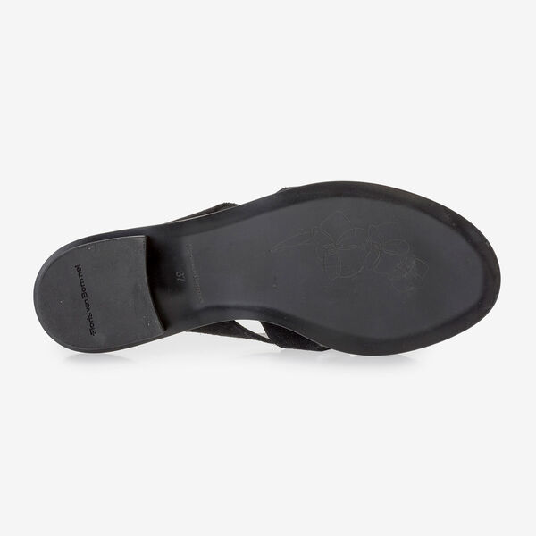 Black suede leather slipper