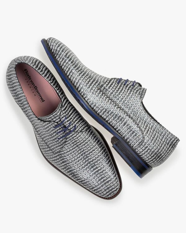 Lace shoe metallic with print grey