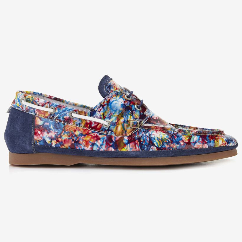 Floris van Bommel printed patent leather men's boating shoe