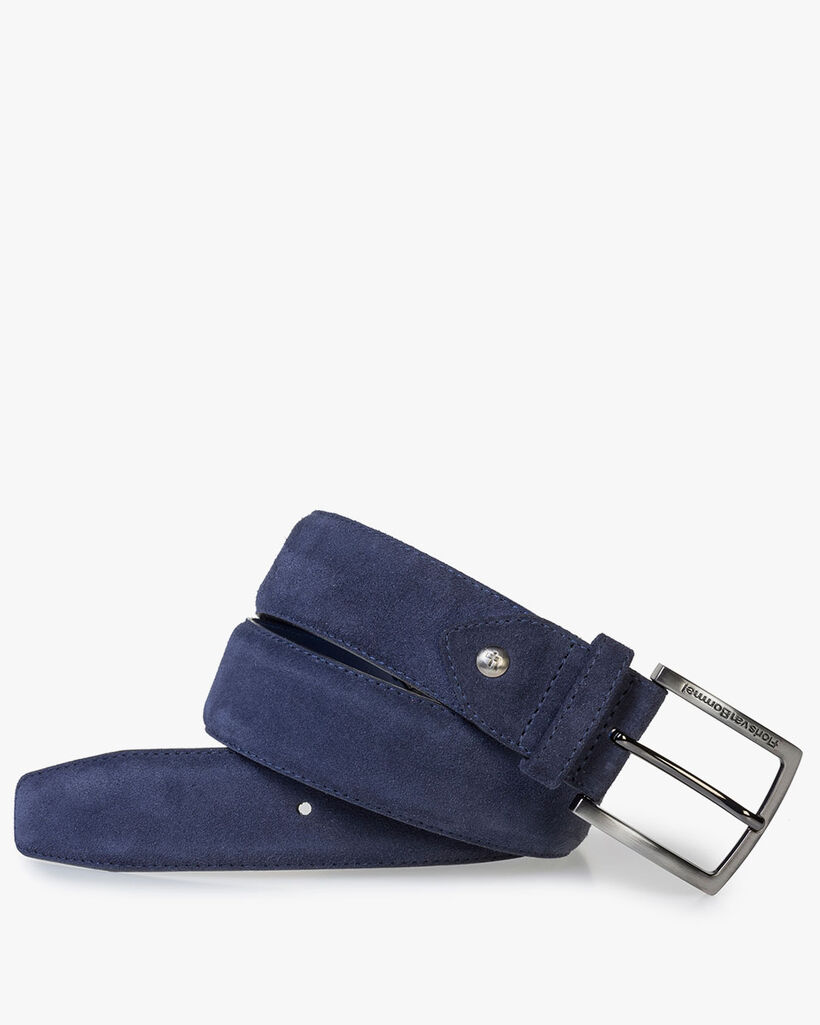 Dark blue suede leather belt