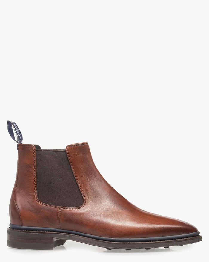 Cognac calf leather chelsea boot 10342/03 | Van Bommel Official®