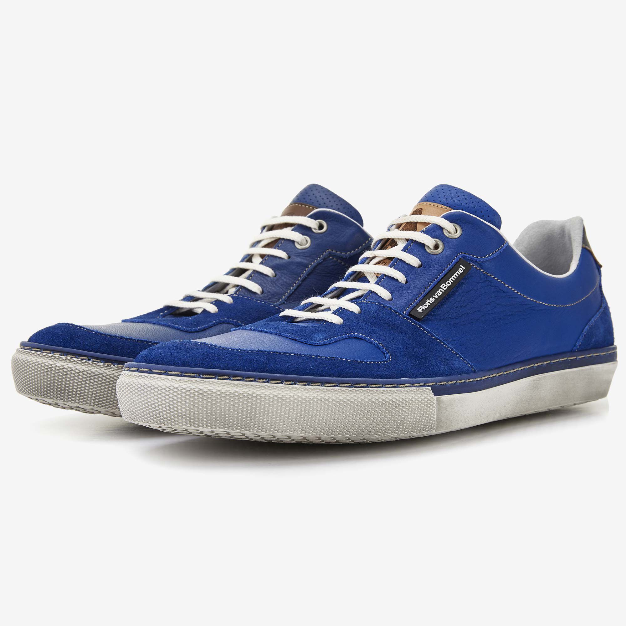 Cobalt blue leather men s sneaker 16158 00 Floris van Bommel