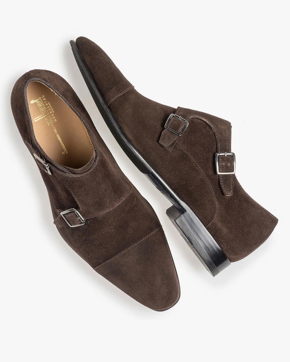 Brown suede leather monk strap SBM-30014-21-02 | Van Bommel Official®