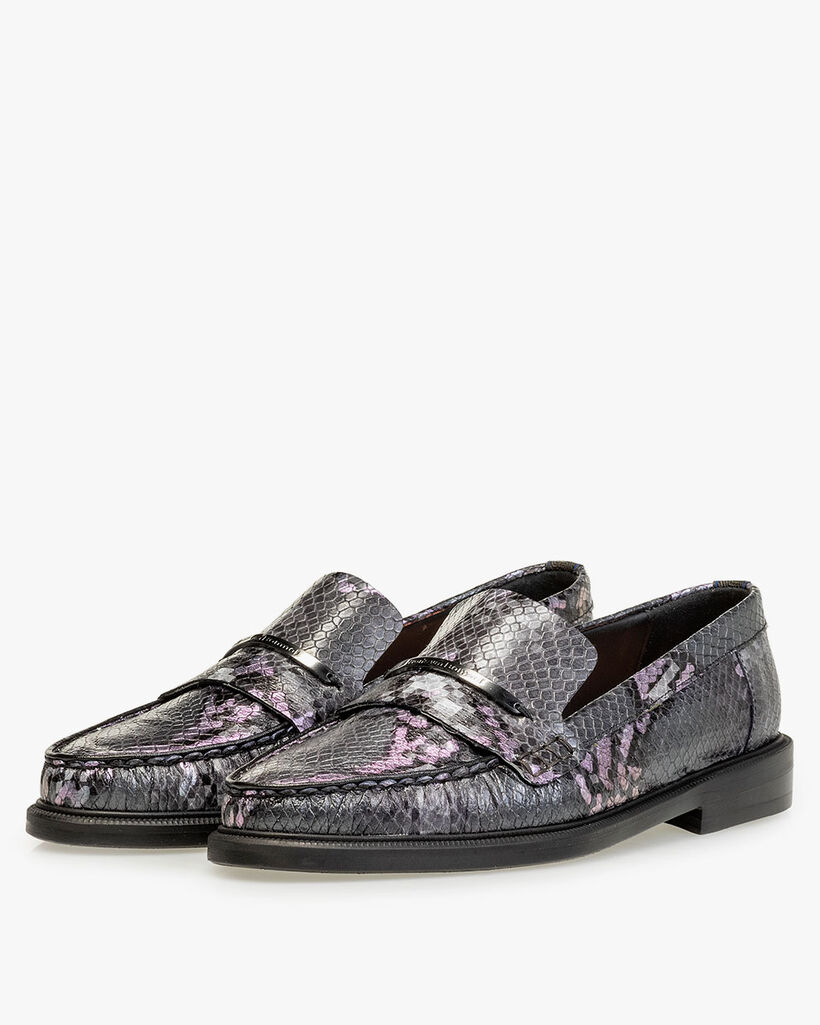 Loafer reptile print dark grey