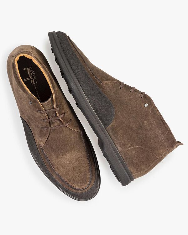 Mid-high suede leather lace boot