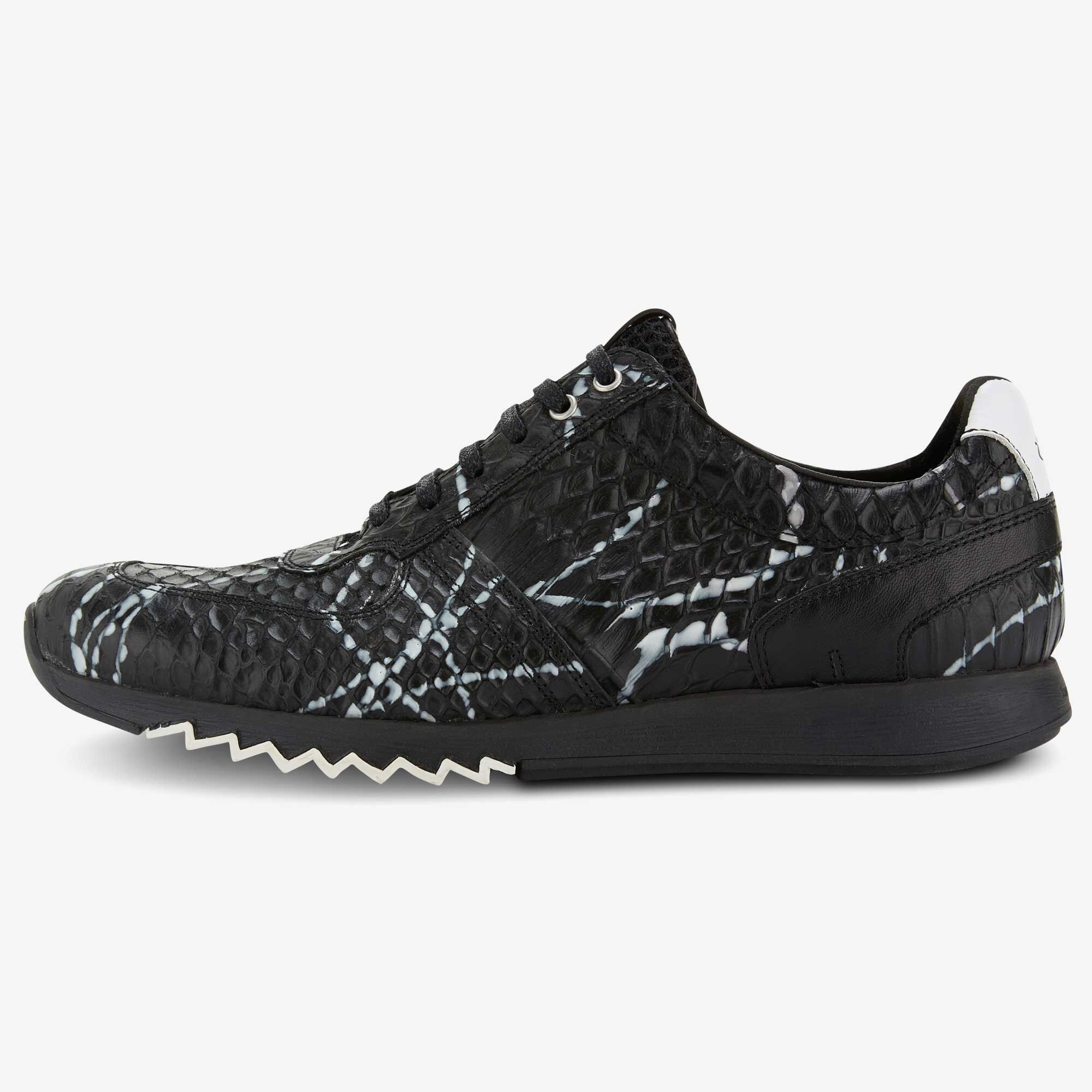 Leather men s sneaker black white snake print 16167 03 Floris van Bommel