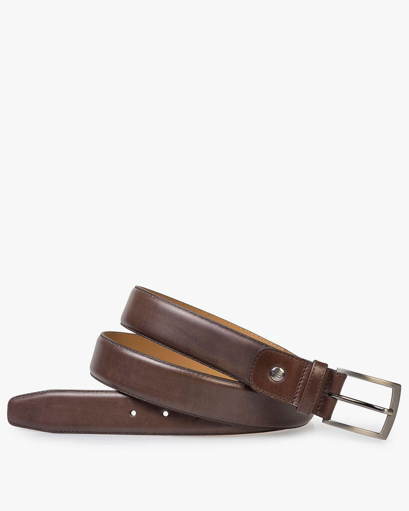 Dark brown calf leather belt