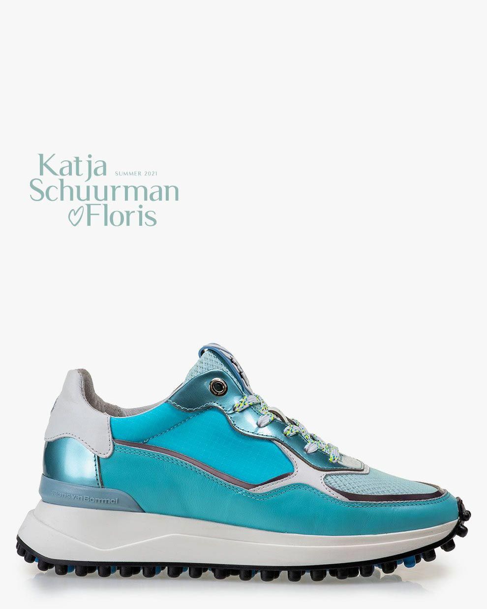 Sneaker nubuck leather light blue | Floris van Bommel Women®
