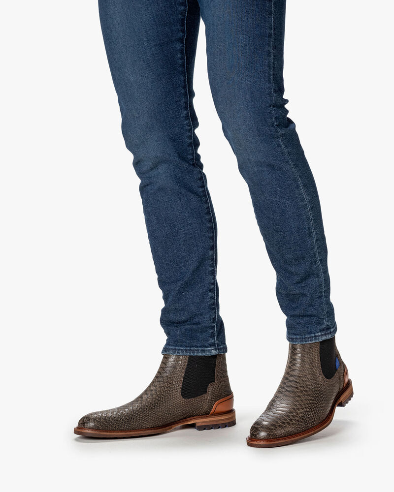 Chelsea boot reptile print green