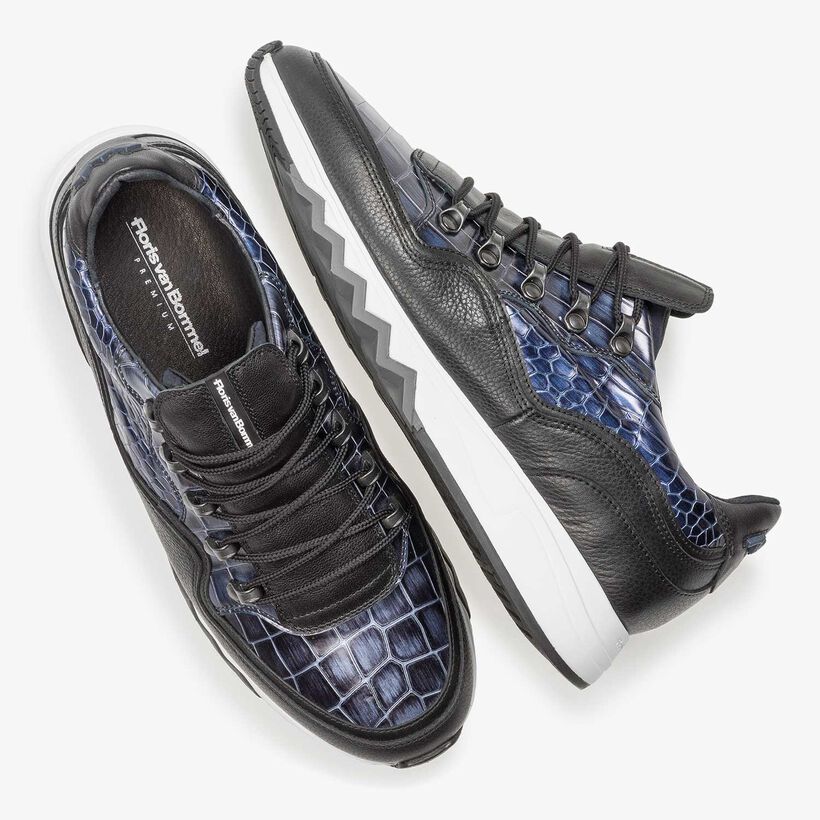 Premium blue printed metallic leather sneaker
