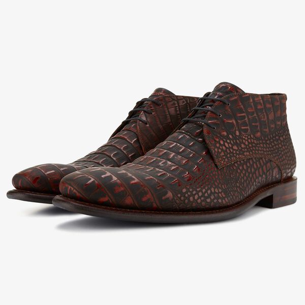 Brown/black leather lace boot with crocodile 10894/02 Floris van Bommel