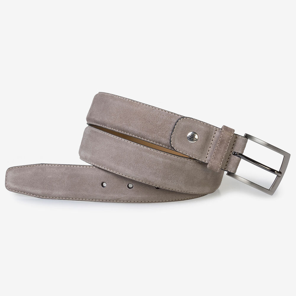 Taupe-coloured suede belt