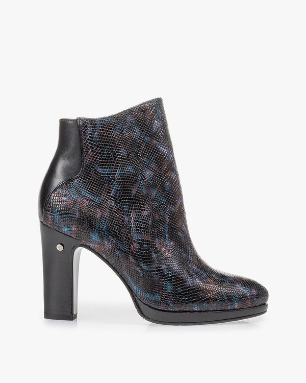 Ankle boot croco print blue