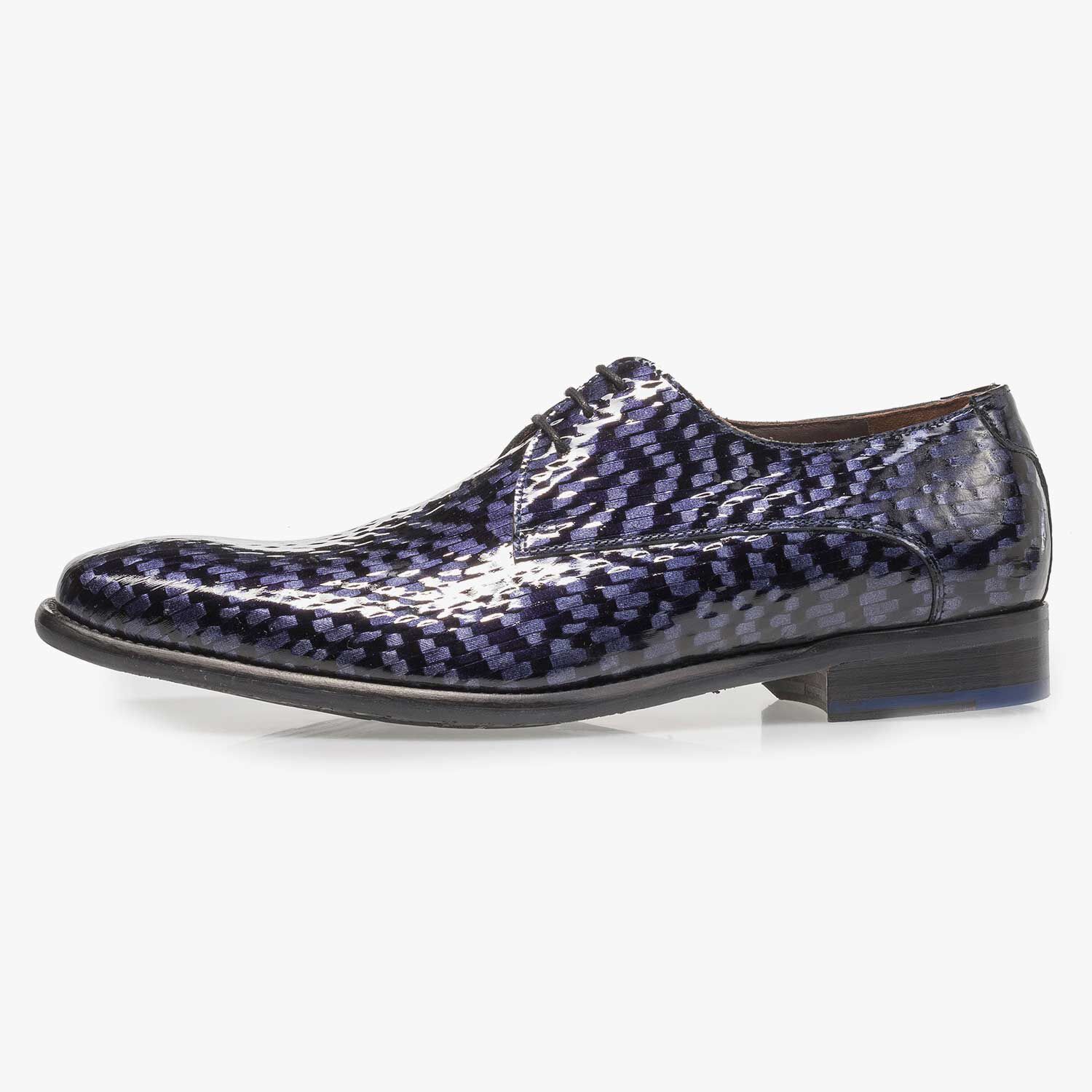 Premium blue patent leather lace shoe 18123 02 Floris van Bommel Official