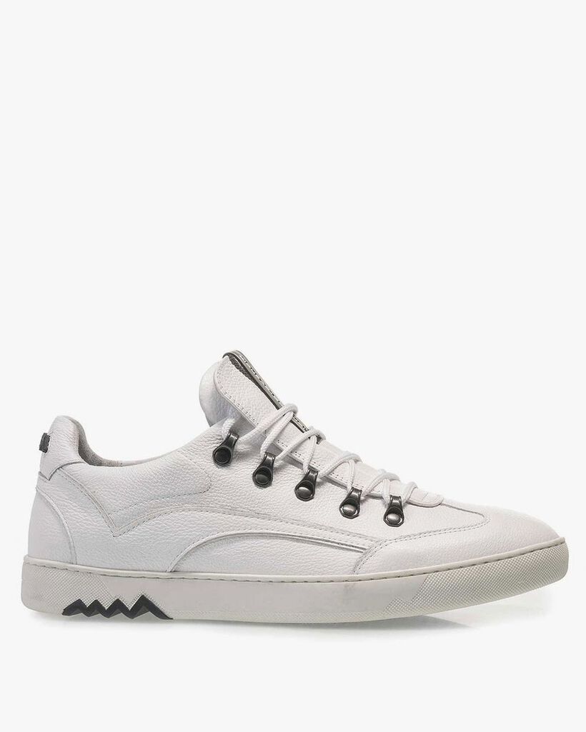 White nubuck leather sneaker with fine texture