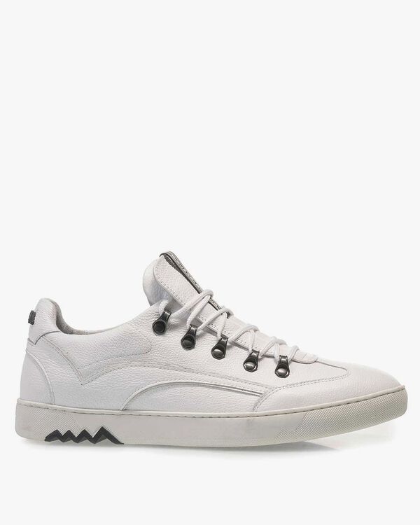 White nubuck leather sneaker with fine texture