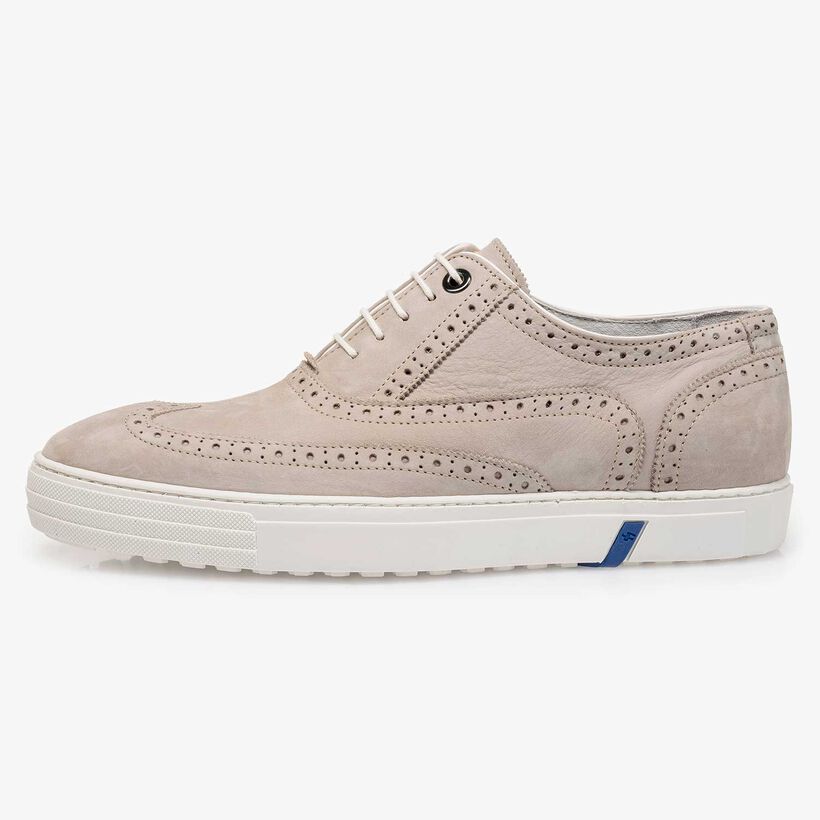 Light grey nubuck leather brogue shoe