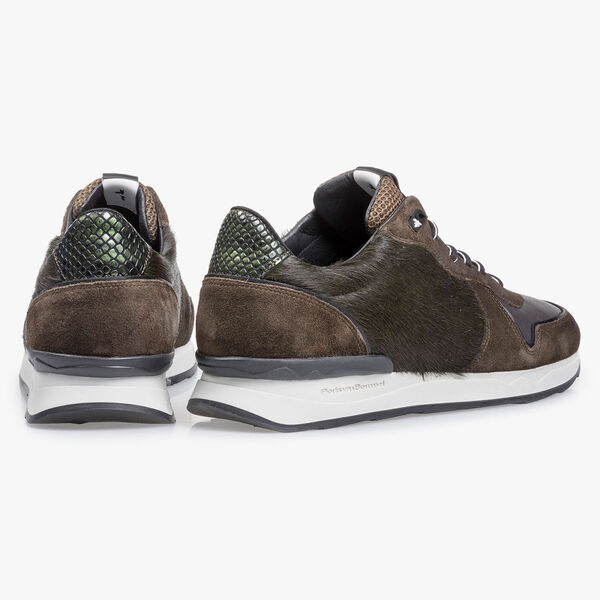 Green suede leather sneaker