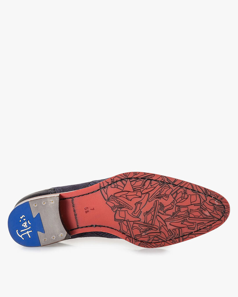 Lace boot suede leather blue