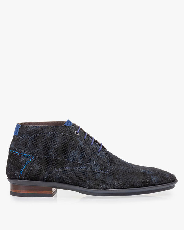 Lace boot blue with print