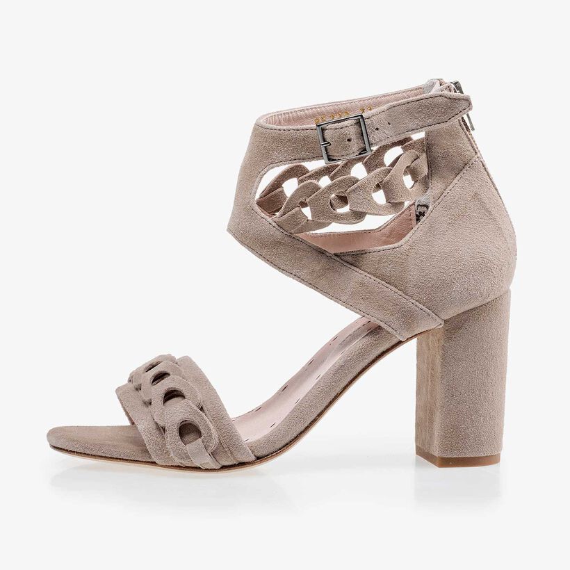 Taupe-coloured calf's suede leather sandal