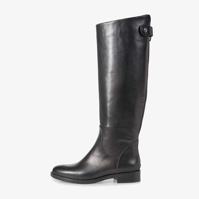 Black calf leather high boots