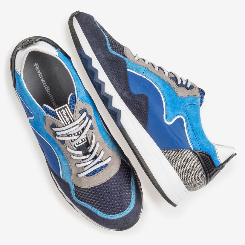 Bright blue suede leather sneaker
