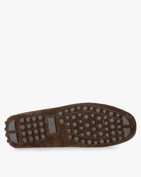 Dark brown suede leather moccasin