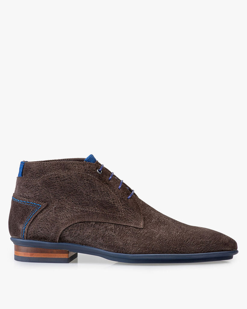 Lace boot brown suede leather