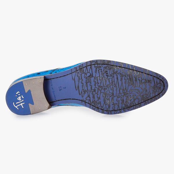 Premium blue lace shoe with snake print